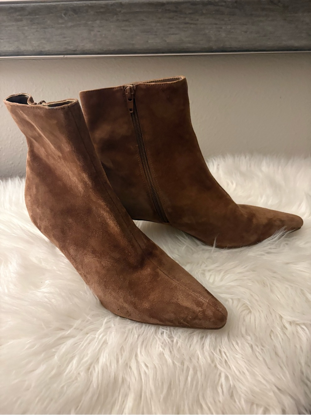 Steve Madden Women's Suede Ankle Boots in Brown - Side Zip